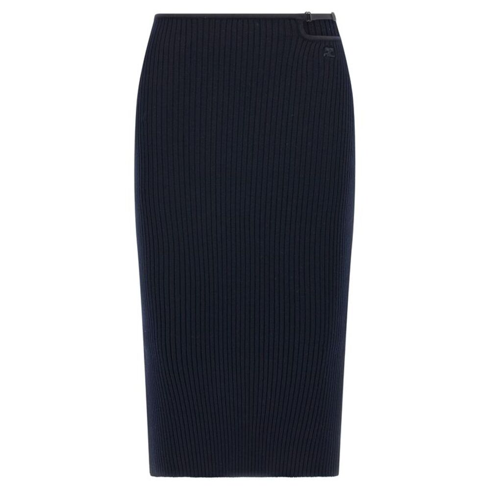 Courrèges Blue Viscose Midi Women's Skirt